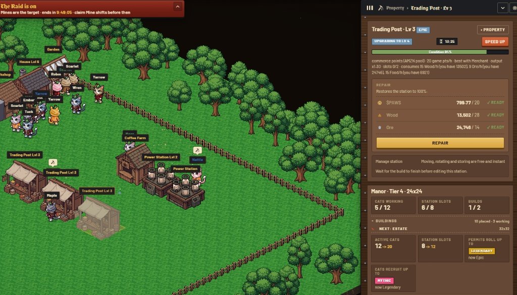 dadaazer0's tweet photo. Upgrades really pay off! Seeing my resource count and pool share jump convinced me to go all in. 💡

Trading Post is now upgrading to Level 4! Pushing for higher multipliers and even bigger yield. 🛠️🐱

We keep leveling up in @pawsofsherwood 🐾 https://t.co/1694vF9hYH