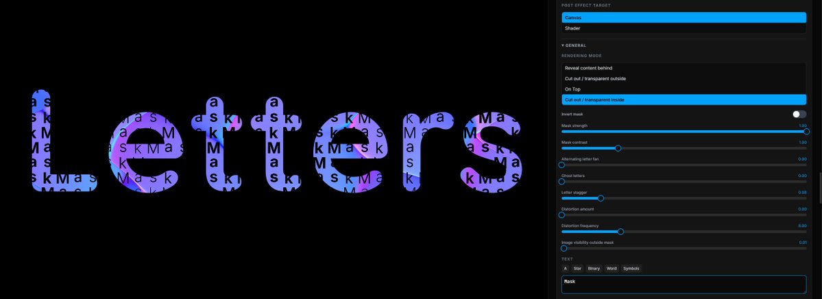 maxim_bortnikov's tweet photo. It's already possible to #Mask the #TextMaskedShader using a mask made of letters in my graphic design app!
Isn't that cool?
What do you think?
#GraphicDesign #BuildInPublic #DesignTools #UIDesign #VisualEffects #Graphics #PostProcessing #PostEffect #TextMasking #ShaderMasking https://t.co/mSRQPJOEXS