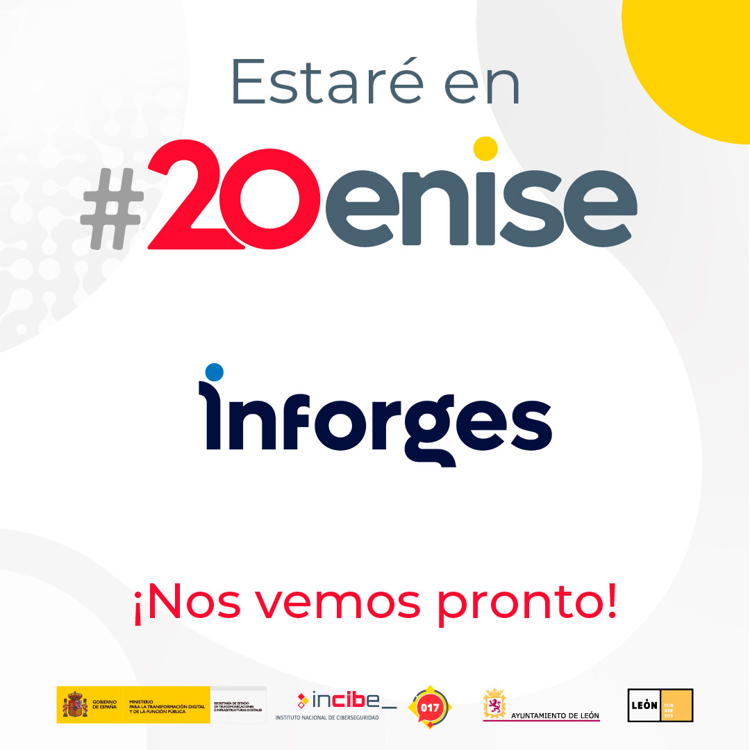 inforges's tweet photo. 🔐 ¿Cómo podemos impulsar la ciberseguridad de las pymes a través de la innovación?
Este será el eje del panel en el que participará José Antonio Muñoz Marín, Socio Director de #Inforges, durante la vigésima edición de #20ENISE organizado por @INCIBE.
👉https://t.co/14NCuFp2FU https://t.co/Fa3wFwU4aX