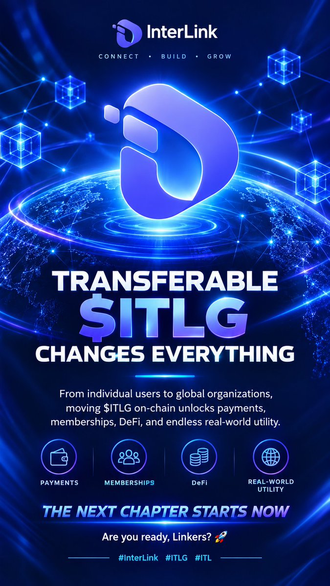 bitworld_btw's tweet photo. Transferable $ITLG changes everything. From individual users to global organizations, moving $ITLG on-chain unlocks payments, memberships, DeFi, and endless real-world utility.
​The next chapter of #InterLink starts NOW. Are you ready, Linkers? 
​#InterLink #ITLG #ITL https://t.co/Kss6BIhAXk