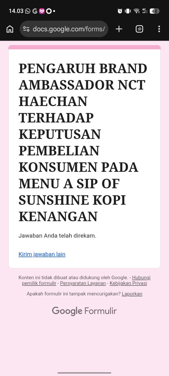 2yulohryul's tweet photo. @hoonsilk hai kak aku done yaa bole barter sama kuesionerkuu ini ga yaa terimakasii sebelumnya 🙌🏻
https://t.co/HfIMibOiDi https://t.co/ZEGqriPSqs
