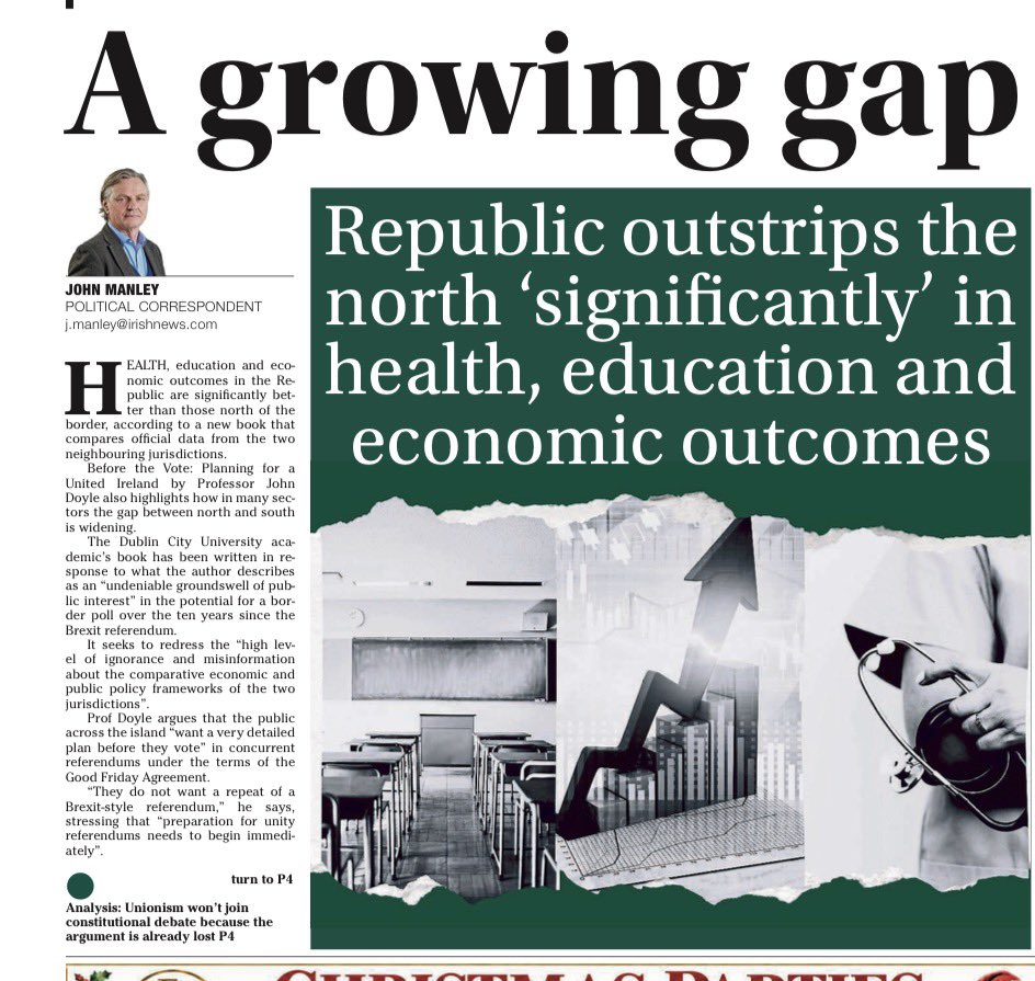 MikeTQUB's tweet photo. Irish News leading with Prof John Doyle's new book on preparing for UI. https://t.co/brGJnxhMB9