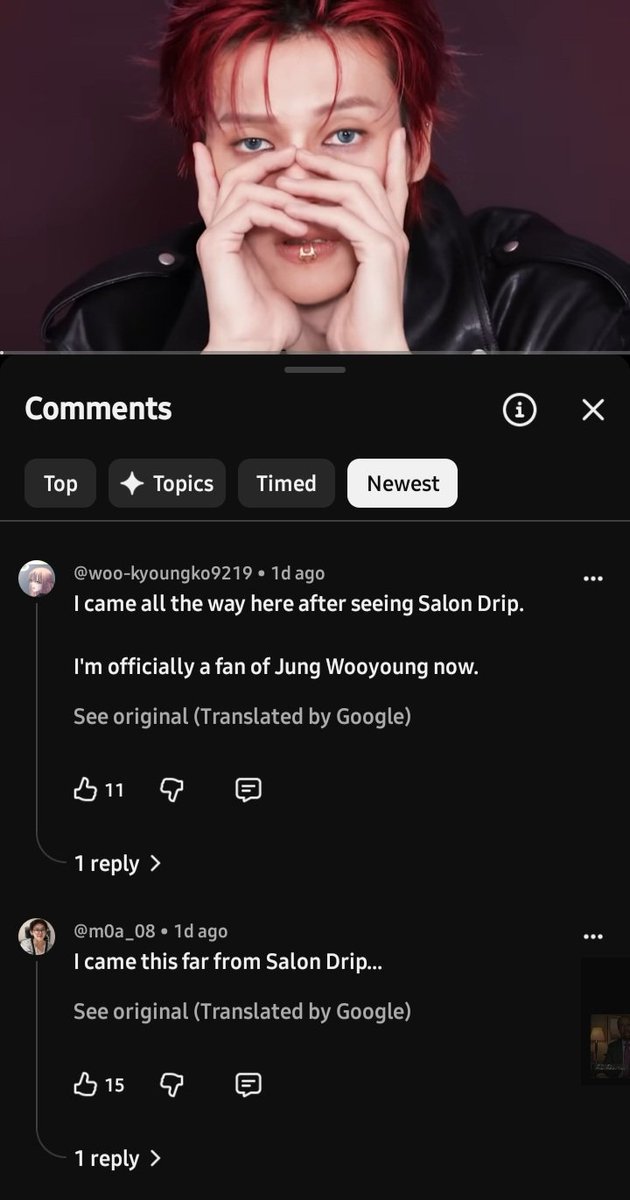 wei_woo_xian's tweet photo. watching wooyoung variety content on my lunch break (as one does) and saw salon drip viewers all over the comments 😭 https://t.co/SxnjBaSZ1l