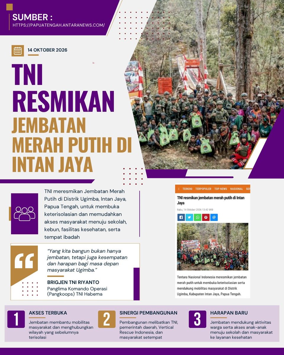 CatatanIstana's tweet photo. Ketahanan tentara bukan sekadar perkara melalui medan berat, namun juga soal kepatuhan, rasa peduli, dan komitmen dalam menunaikan tugas.

BANTU TANPA LELAH https://t.co/ZIflB0sCL6