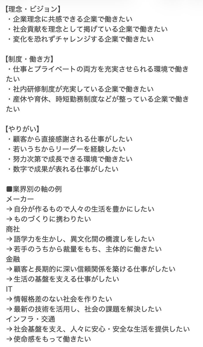 syukatsu_king_'s tweet photo. 就活の軸が決まらない人は、この例から選んでください。 https://t.co/dkhgniGgop