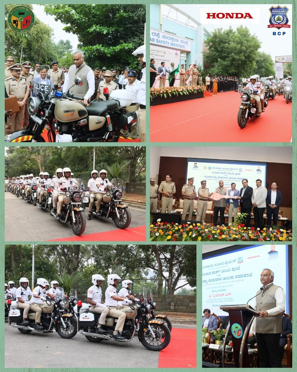 blrcitytraffic's tweet photo. ಬೆಂಗಳೂರು ನಗರದಲ್ಲಿ ಸುರಕ್ಷಿತ ಹಾಗೂ ಸುಗಮ ಸಂಚಾರ ನಿರ್ವಹಣೆಯನ್ನು ಕಲ್ಪಿಸುವ ಉದ್ದೇಶದಿಂದ, ಸಂಚಾರ ಸುಗಮತೆ, ನಿಯಮಗಳ ಪರಿಣಾಮಕಾರಿ ಜಾರಿ ಮತ್ತು ತುರ್ತು ಸ್ಪಂದನಾ ಸಾಮರ್ಥ್ಯವನ್ನು ಹೆಚ್ಚಿಸಲು 'ಹೋಂಡಾ ಇಂಡಿಯಾ ಫೌಂಡೇಶನ್' ವತಿಯಿಂದ ನೀಡಲಾದ 20 ಸಂಚಾರ ಗಸ್ತು ವಾಹನಗಳಿಗೆ (Traffic Patrol Vehicles) ಕರ್ನಾಟಕ ಸರ್ಕಾರದ ಮಾನ್ಯ ಗೃಹ ಸಚಿವರಾದ ಶ್ರೀ ಪ್ರಿಯಾಂಕ್ ಖರ್ಗೆ ರವರು ಹಸಿರು ನಿಶಾನೆ ತೋರಿಸುವ ಮುಖಾಂತರ ಚಾಲನೆಗೊಳಿಸಿದ್ದು, ಈ ಕಾರ್ಯಕ್ರಮದಲ್ಲಿ ಶ್ರೀ ರಾಜೇಂದರ್ ಕುಮಾರ್ ಕಟಾರಿಯಾ, ಐ.ಎ.ಎಸ್. ಅಪರ ಮುಖ್ಯ ಕಾರ್ಯದರ್ಶಿ, ಒಳಾಡಳಿತ ಇಲಾಖೆ, ಕರ್ನಾಟಕ ಸರ್ಕಾರ , ಡಾ. ಎಂ. ಎ. ಸಲೀಂ, ಐ.ಪಿ.ಎಸ್. ಮಹಾನಿರ್ದೇಶಕರು ಮತ್ತು ಆರಕ್ಷಕ ಮಹಾನಿರೀಕ್ಷಕರು (ಡಿಜಿ ಮತ್ತು ಐಜಿಪಿ), ಕರ್ನಾಟಕ ರಾಜ್ಯ,  ಬೆಂಗಳೂರು ನಗರ ಪೊಲೀಸ್ ಆಯುಕ್ತರಾದ ಶ್ರೀ ಸೀಮಾಂತ್ ಕುಮಾರ್ ಸಿಂಗ್, ಐ.ಪಿ.ಎಸ್., ಸಂಚಾರ ವಿಭಾಗದ ಜಂಟಿ ಪೊಲೀಸ್ ಆಯುಕ್ತರಾದ ಶ್ರೀ ಕಾರ್ತಿಕ್ ರೆಡ್ಡಿ, ಐ.ಪಿ.ಎಸ್. ಹಾಗೂ ಹೋಂಡಾ ಮೋಟಾರ್‌ಸೈಕಲ್ & ಸ್ಕೂಟರ್ ಇಂಡಿಯಾ ಪ್ರೈವೇಟ್ ಲಿಮಿಟೆಡ್ ಸಂಸ್ಥೆಯ ಶ್ರೀ ಪ್ರಭು ನಾಗರಾಜ್, ಆಪರೇಟಿಂಗ್ ಹೆಡ್  ಕಾರ್ಪೊರೇಟ್ ಅಫೇರ್ಸ್, ಶ್ರೀ ವಿಶಾಲ್‌ ಸಕ್ಸೆನಾ, ಶ್ರೀ ಶಿಶಿರ್‌ ಚತುರ್ವೇಧಿ ರವರುಗಳೊಂದಿಗೆ ಇತರೆ ಪೊಲೀಸ್‌ ಅಧಿಕಾರಿ/ಸಿಬ್ಬಂದಿಯವರುಗಳು ಭಾಗವಹಿಸಿದ್ದರು.

Strengthening mobility and on-ground traffic enforcement across Bengaluru. 
Bengaluru Traffic Police flagged off 20 Traffic Patrol Vehicles provided by Honda India Foundation, enhancing mobility, enforcement and response capabilities for safer and smoother traffic management across the city.
The initiative was launched in the presence of Shri Priyank Kharge, Hon’ble Minister, Government of Karnataka, Shri Rajender Kumar Kataria, IAS, Additional Chief Secretary to Government, Home Department, Dr. M. A. Saleem, IPS, Director General & Inspector General of Police, Karnataka State,  Shri Seemant Kumar Singh, IPS, Commissioner of Police, Bengaluru City, Shri Karthik Reddy, IPS, Joint Commissioner of Police (Traffic), Shri Prabhu Nagaraj, Operating Head Corporate Affairs, Honda Motorcycle & Scooter India Pvt. Ltd., along with his team and other senior officials.
A meaningful CSR partnership towards safer roads and more responsive traffic policing in Bengaluru.

#BengaluruTrafficPolice #HondaIndiaFoundation #TrafficPatrol #RoadSafety #SafeBengaluru
@CPBlr @seemantsingh96 @DgpKarnataka @KarnatakaCops @Jointcptraffic @CMofKarnataka @PriyankKharge @hondaindiacsr