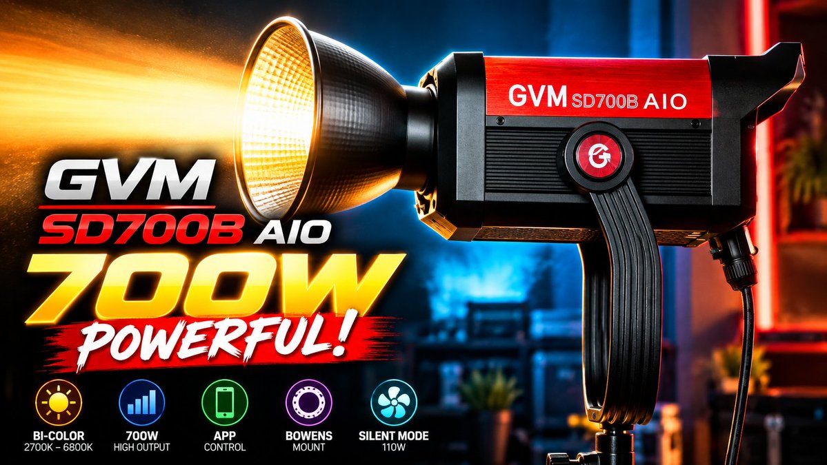ScanVerdict's tweet photo. GVM SD700B: This 700W COB LED Light Is Seriously Powerful! https://t.co/dpv0md0r8n The GVM SD700B AIO Review is here! In this video, I unbox and demonstrate the powerful GVM SD700B AIO 700W COB LED light a professional studio light designed for filmmaking. #GVM #ScanVerdict https://t.co/WbwTsJfBD0