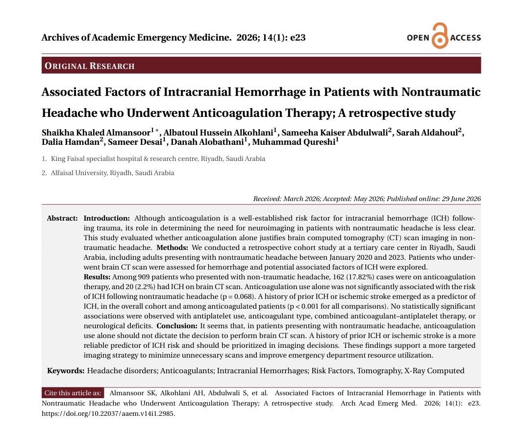 aaemjournal's tweet photo. Full text link:
https://t.co/FUpOryU6wm
#emergencymedicine
#evidencebasedmedicine
#medicaljournal
#EmergencyDepartment
#AAEMjournal https://t.co/nBeXtsAxxs