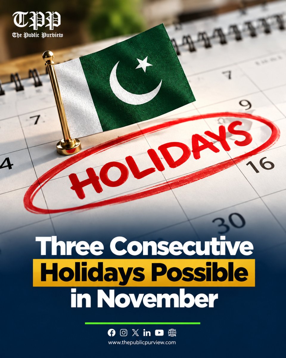 publicpurviewpk's tweet photo. Students and government employees in Pakistan may get a three-day break from November 7 to 9 for Iqbal Day, subject to official confirmation.

Read more: https://t.co/EeygbCYU9D

#TPP #IqbalDay #PakistanNews #PublicHoliday https://t.co/MFvclWkWpW