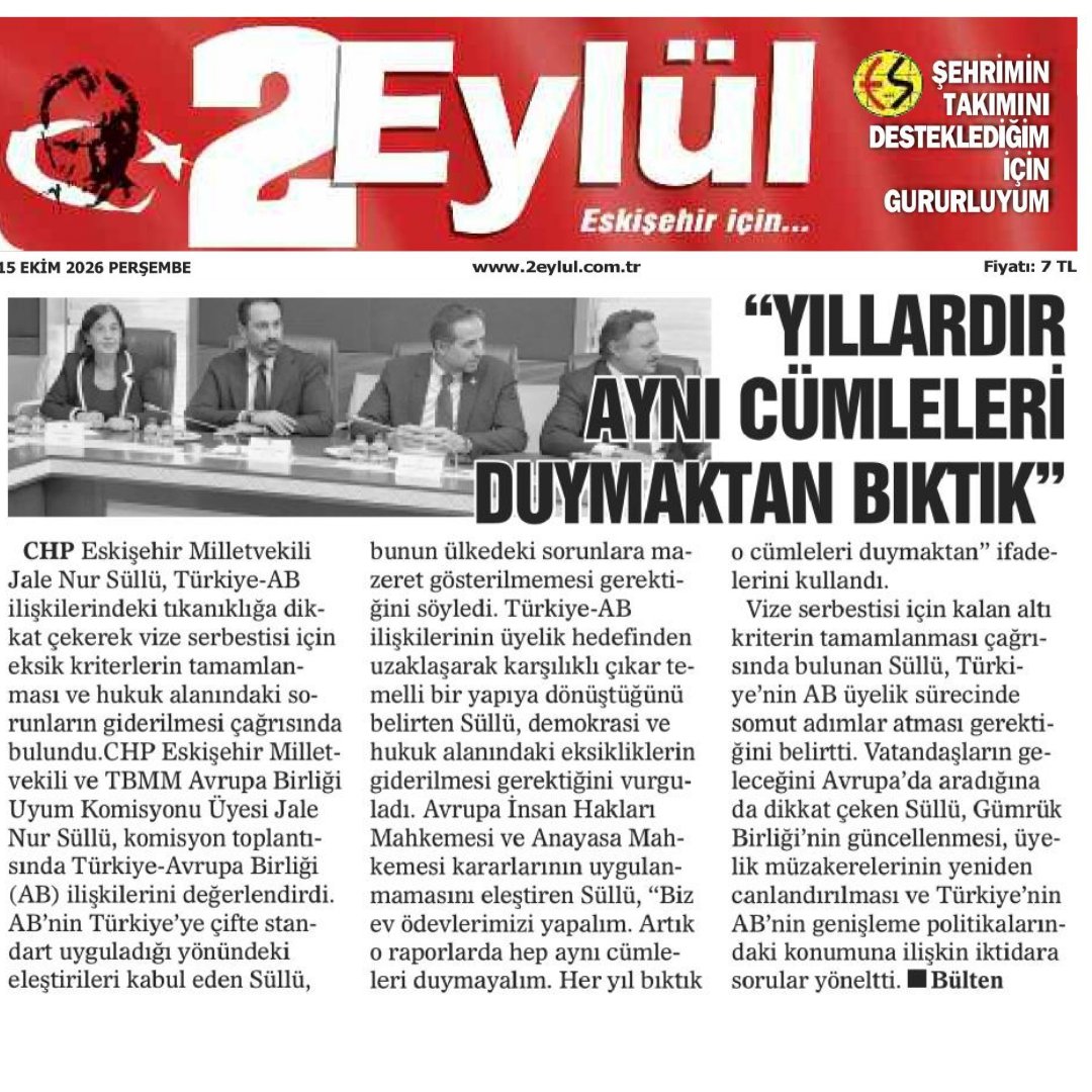 jalenursullu's tweet photo. 📰TÜRKİYE-AVRUPA BİRLİĞİ İLİŞKİLERİ: "YILLARDIR AYNI CÜMLELERİ DUYMAKTAN BIKTIK"

#AvrupaBirliği #VizeSerbestisi #GümrükBirliği https://t.co/w3V1o12tKG