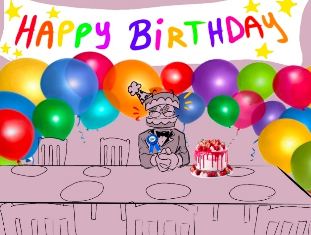 cookiecrisp48's tweet photo. Happy bday to the boy!!! Hes waiting for his friends 🎉🎂🎈 #tadc https://t.co/aZ5jDPOEqe
