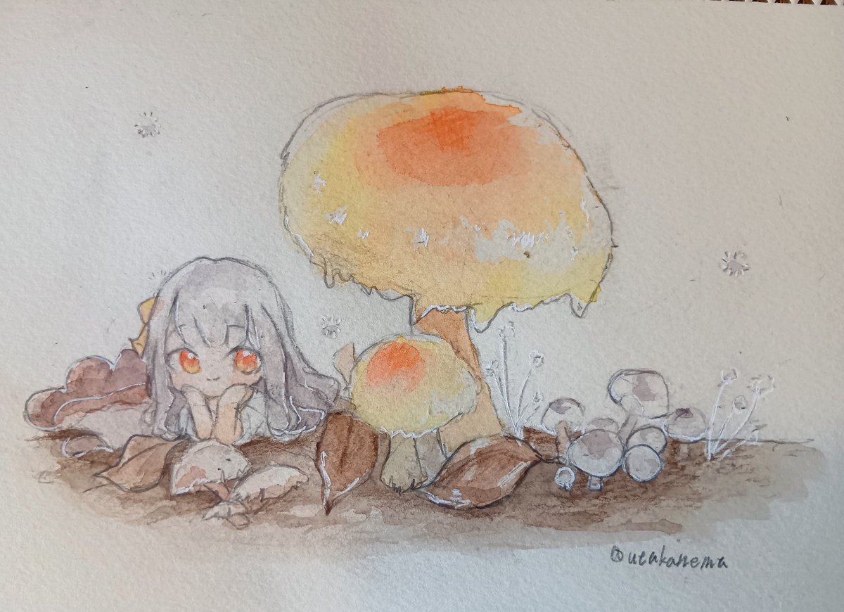 utakanema's tweet photo. 久しぶりの水彩です！
#きのこの日 https://t.co/LRzDw16dGx