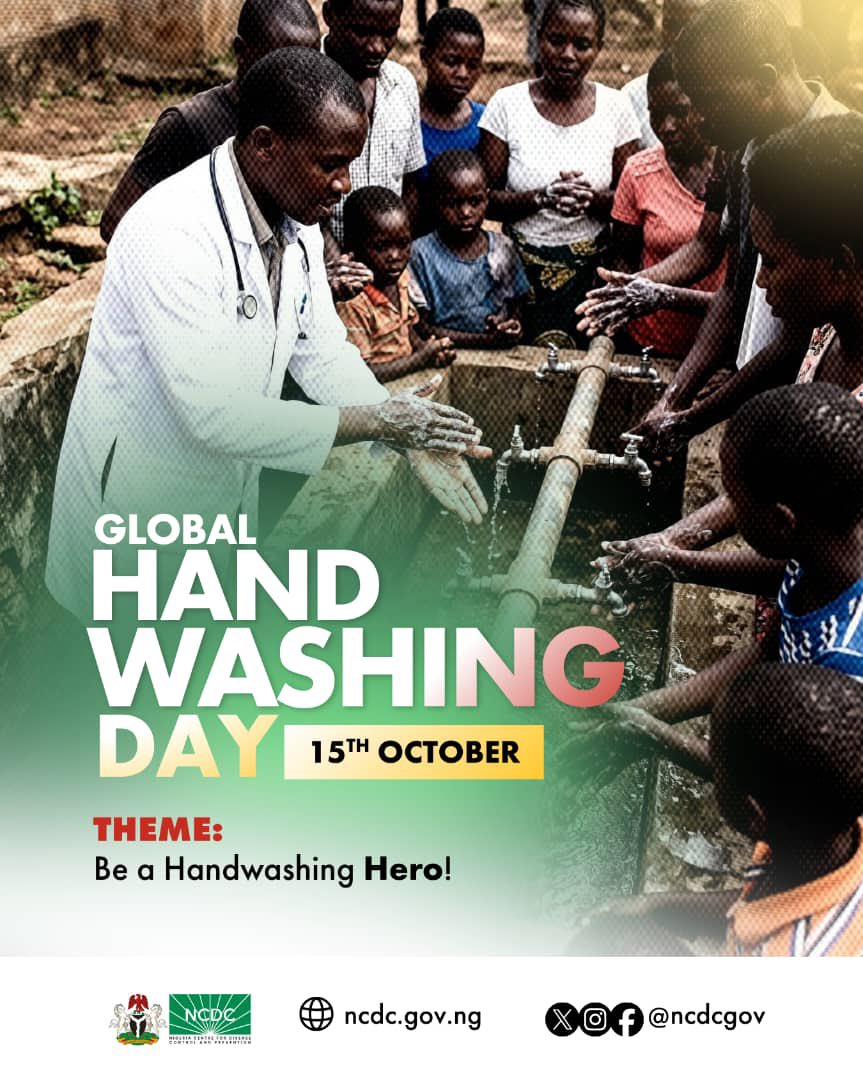 NCDCgov's tweet photo. Clean Hands Save Lives! 

This Global Handwashing Day, let’s make proper hand hygiene a regular habit.

✅ Wash your hands with soap under clean, running water.
✅ Scrub your hands for at least 20 seconds.
✅ Use hand sanitiser when water is not available.

Protect yourself, your family, and your community by helping prevent the spread of disease-causing germs. 

Be a handwashing hero!

#GlobalHandwashingDay2026 #BeAHandwashingHero #NigeriaCDC