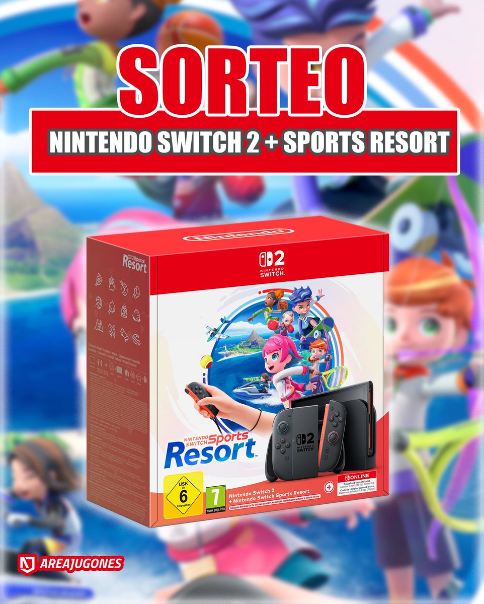 Areajugones's tweet photo. 🎾🛹 SORTEO NINTENDO SWITCH SPORTS RESORT

🎁 Consigue una Nintendo Switch 2 + juego Nintendo Switch Sports Resort

✅ Sigue a @Areajugones 
✅ Haz RT
✅ Menciona a un amigo con el hashtag #VuelveSportsResort comentando a qué deporte os gustaría viciar https://t.co/qvoYCsrlUs