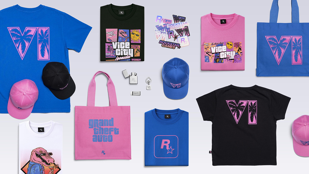 game_watch's tweet photo. 「GTA6」、公式グッズコレクションの日本販売をスタート。Tシャツやキャップ、ジッポライター、ステッカーなど　 https://t.co/4RtKncpTz4 https://t.co/g88PR1ixuS