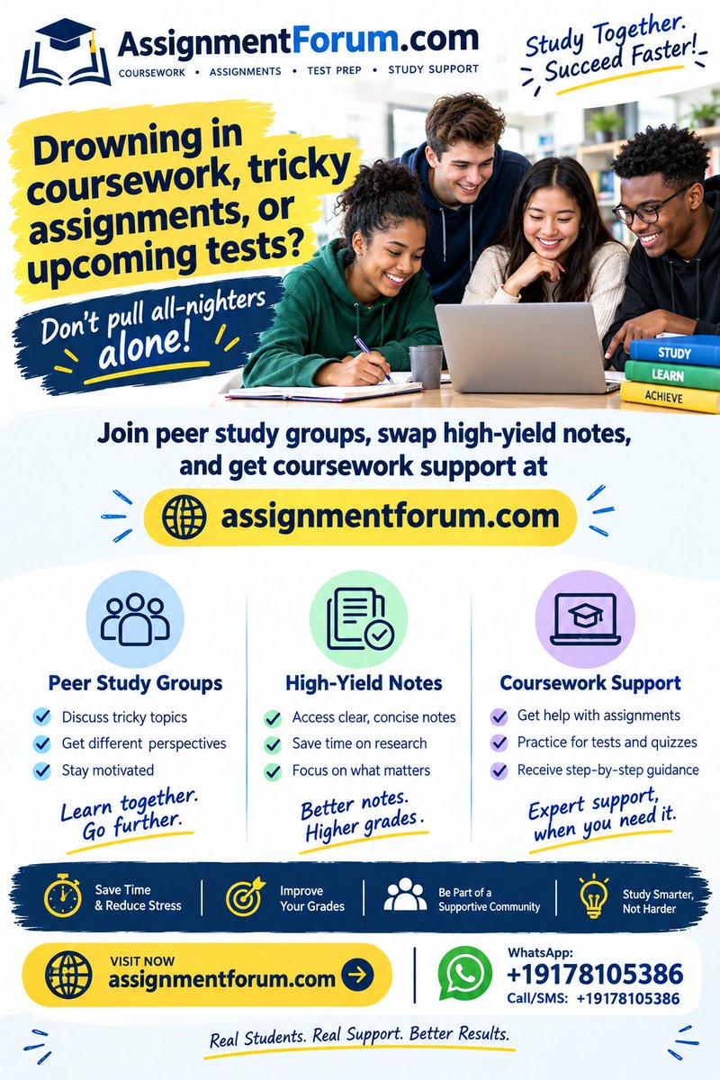Assignment29457's tweet photo. Drowning in coursework, tricky assignments, or upcoming tests?  Don't pull all-nighters alone!

Join peer study groups, swap high-yield notes, and get coursework support at https://t.co/LfT0f8T9Ug

#StudyTips #AcademicTwitter #StudentLife https://t.co/ACklyWMZqK
