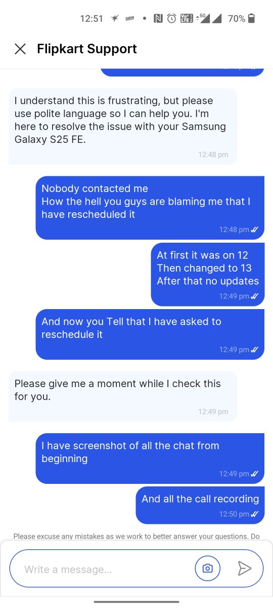 Sharanusahu's tweet photo. This is the support given by flipkart 
@Flipkart @flipkartsupport #flipkartscam
Rate it one star on playstore
And recommend others not to use flipkart https://t.co/9HDrRflbRC