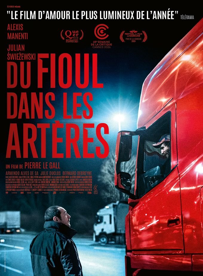 thomasdesrochs's tweet photo. L'affiche officielle du premier film de Pierre Le Gall, Du Fioul dans les artères, une histoire d'amour entre deux routiers (et je peux vous dire que ça donne). Le 2 décembre prochain au cinéma. https://t.co/MXUDRCeYtf