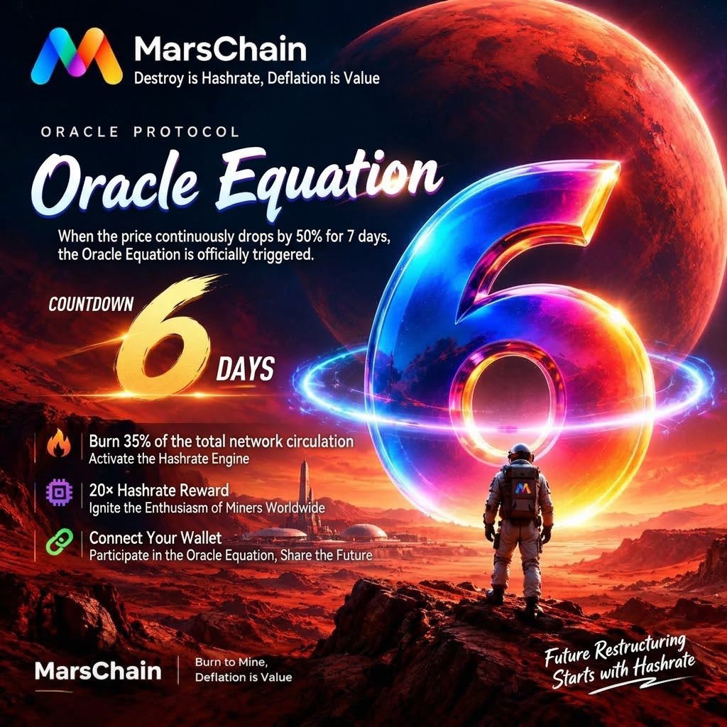 MarsChainNZ's tweet photo. 🚀MarsChain Daily Class：MarsChain first Oracle Equation 6 Days Left https://t.co/ytYdyE7SsN