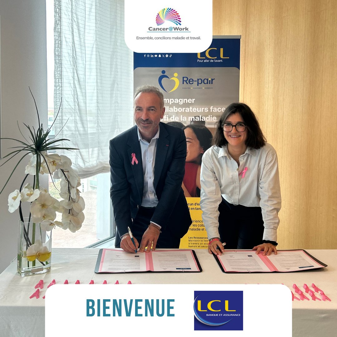 CanceratWork's tweet photo. ┃Bienvenue┃ LCL s’engage aux côtés de Cancer@Work.  Un engagement matérialisé par la signature de la Charte Cancer@Work par Serge Magdeleine, Directeur général de LCL. https://t.co/thFB1fAGBo