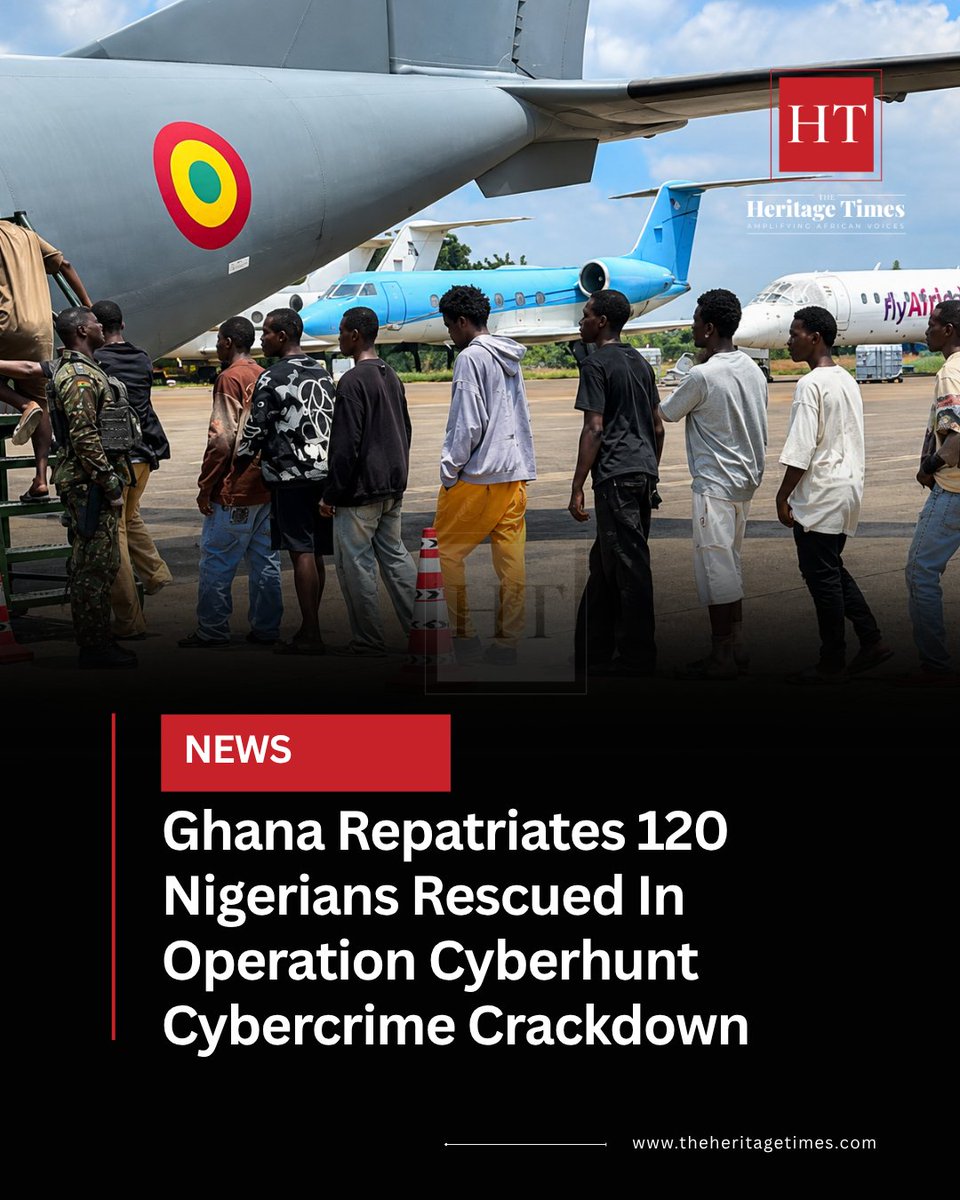 thehtghana's tweet photo. Ghana has repatriated 120 Nigerian nationals rescued during Operation Cyberhunt, a sting operation led by the Cyber Security Authority (CSA) with intelligence and security agencies in Ghana, Nigeria, the United Kingdom and the United States. https://t.co/dXyWbIvkI0