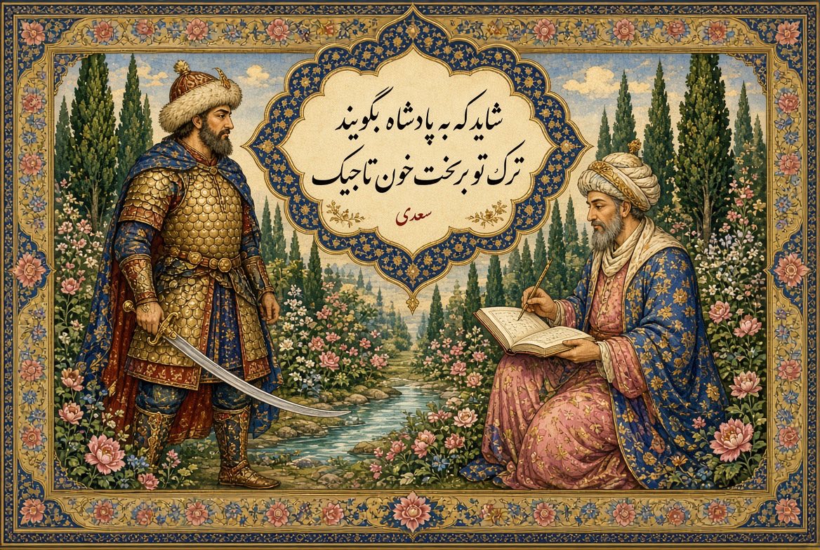 AHMADUDDIN12's tweet photo. ترک و تاجیک در ادبیات کلاسیک فارسی به‌طور مداوم کنار هم آمده‌اند. واژهٔ تاجیک در این دوره عمدتاً به فارسی‌زبانان بومی و ایرانی‌تبارِ یکجانشین گفته می‌شد که در مقابل ترکان (عنصر نظامی و عشایری) قرار داشتند.

با ورود ترکان به فلات ایران و خراسان از دورهٔ غزنویان و سلجوقیان به بعد، تاجیکان به‌عنوان جمعیت بومی فارسی‌زبان و طبقهٔ دیوانی و فرهنگی، با ترکان که نیروی نظامی و حکومت را در دست داشتند، تعامل و همزیستی پیدا کردند. این دو گروه، دو رکن اصلی ساختار قدرت (اهل شمشیر و اهل قلم) را تشکیل می‌دادند و به همین دلیل در متون تاریخی و ادبی، هم به صورت حقیقی و هم مجازی، بسیار به کار رفتند.

عرب‌ها تا دورهٔ غزنویان و سلجوقیان یکی از اضلاع قدرت بودند، اما پس از آن در شرق جهان ایرانی نقش سیاسی و نظامی‌شان کمرنگ شد و در شعر فارسی نیز کمتر به‌عنوان عنصر اصلی ظاهر شدند. در مقابل، جفت‌واژهٔ ترک و تاجیک تا قرن‌ها بعد در شعر و نثر فارسی باقی ماند و به فرمولی رایج برای اشاره به کل جامعه یا دو پایهٔ اصلی حکومت تبدیل شد.

کاربرد یکسان واژهٔ تاجیک از شیراز تا بلخ، طوس و نیشابور تصادفی نیست؛ این واژه در آن دوره هویت کلی فارسی‌زبانان بومی و ایرانی‌تبار را در تقابل با ترک بازنمایی می‌کرد. نمونهٔ روشن آن سعدی شیرازی است که خود را تاجیک می‌خواند:
از بهر خدا که مالکان جور چندین نکنند بر ممالیک شاید که به پادشه بگویند ترک تو بریخت خون تاجیک
دانی که شب چه گذشت بامن
لا یاتی بمثلها أعادیک