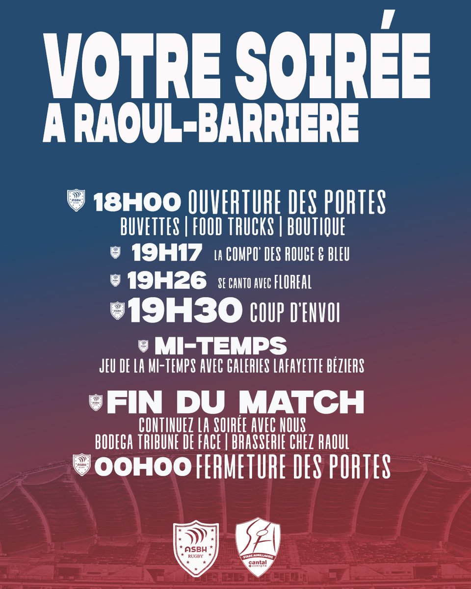 ASBHOfficiel's tweet photo. 🔴🔵 Demain soir - Réception du Stade Aurillacois à Raoul-Barrière ! 🔥

Ouverture des portes dès 18H

🎟 𝗩𝗢𝗦 𝗣𝗟𝗔𝗖𝗘𝗦 𝗗𝗘𝗦 𝗠𝗔𝗜𝗡𝗧𝗘𝗡𝗔𝗡𝗧 𝗦𝗨𝗥 𝗔𝗦𝗕𝗛.𝗡𝗘𝗧 https://t.co/FhvlRurRcK