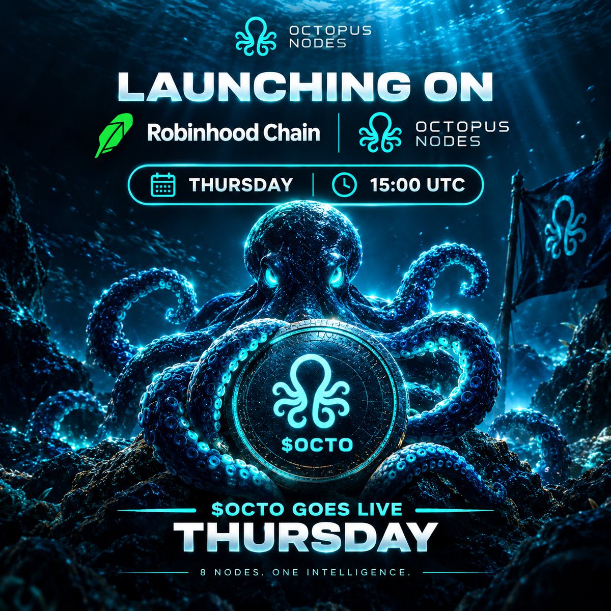 OctopusNodes8's tweet photo. 🐙 EARLY OCTOS GET CLOSER.

If you’re getting $OCTO early, you’re joining us at the beginning of something bigger. 🌊⚡

We’re building toward early access to OCTO products, opportunities to test what we’re creating, and a community that grows with the project. 👀🔥

We want the people who show up early to be part of the journey.

🚀 $OCTO LAUNCHES TODAY — 15:00 UTC

🌐 Robinhood Chain × @ponsdotfamily 

The tentacles are spreading. The OCTO Verse is growing. 🐙💙
8 NODES. ONE INTELLIGENCE. ⚡