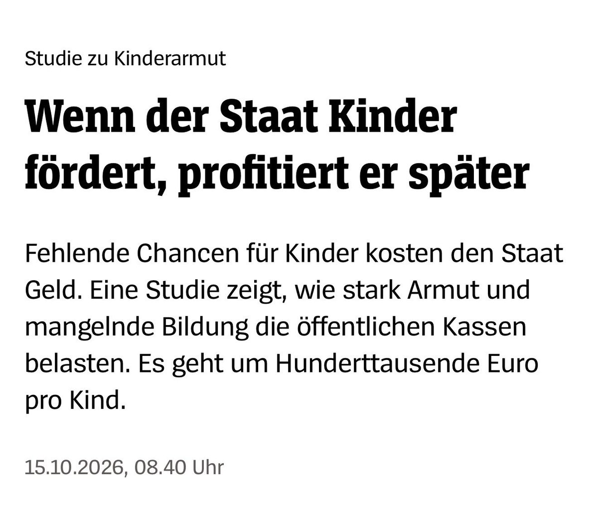 Karl_Lauterbach's tweet photo. Neue @UNICEF Studie zeigt, dass der Staat bis zu 300.000 Euro pro Kind verliert, wenn es in Armut aufwächst. Es verliert an Bildung, Gesundheit, Lebenserwartung, Einkommen, schlicht an allem. Dieses große ökonomische und ethische Versagen muss enden https://t.co/yYKooF9qi0 https://t.co/fEG5PfXcY3