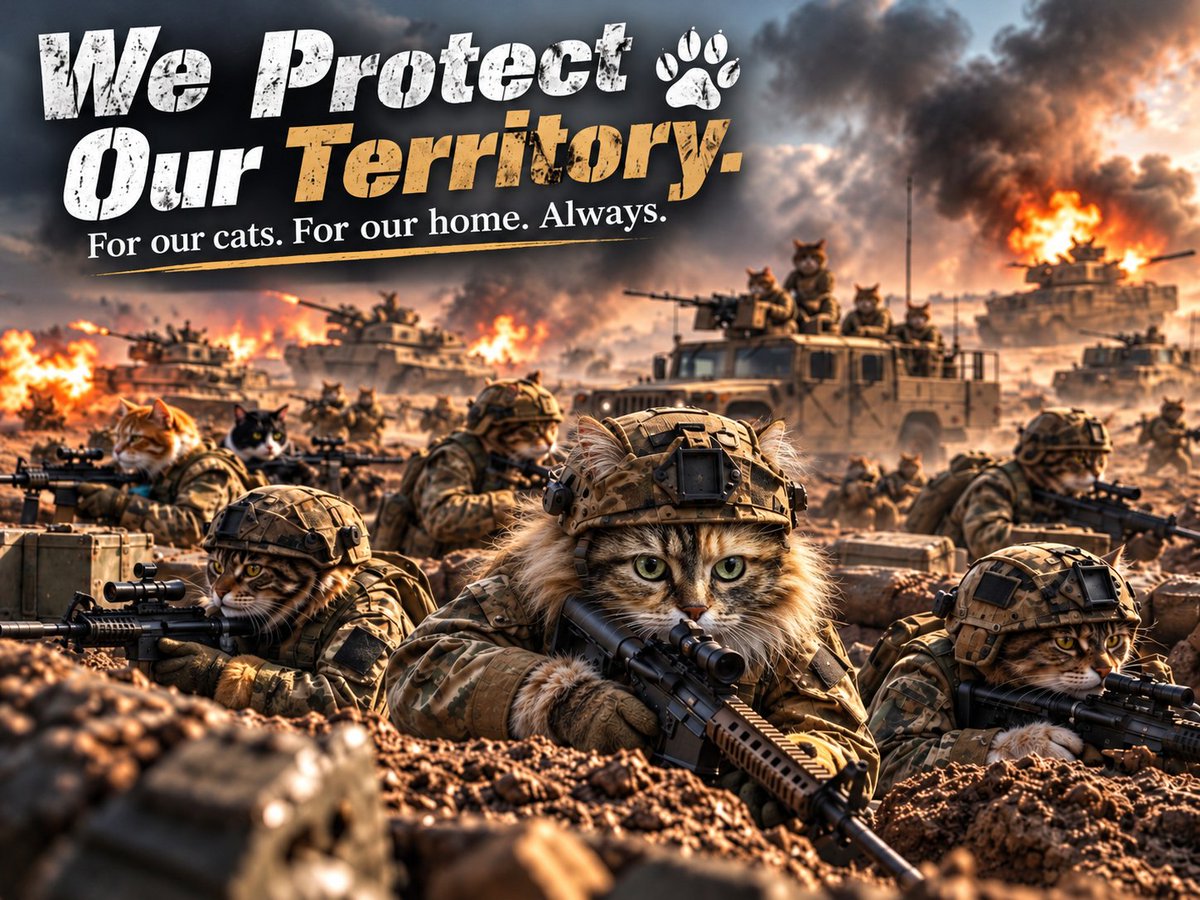 madakaru's tweet photo. 🐱🪖 We Protect Our Territory!
This is our home. This is our territory. We stand together to protect our family and every little paw under our care. 🐾
No matter how tough the battle, we never abandon our fellow cats.
One team. One territory. One family. 🐈💪 https://t.co/hQsqJYQIRA
