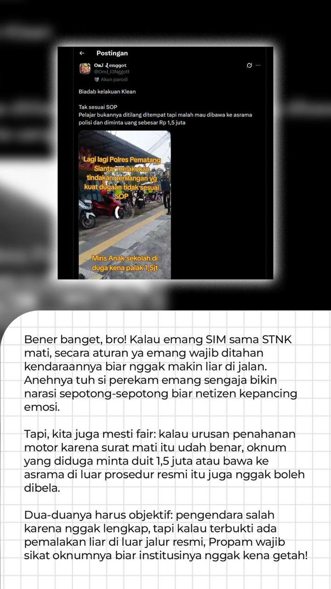 SVitria80533's tweet photo. Apresiasi buat jajaran kepolisian yang terus mengutamakan pendekatan humanis ke warga

#Polri #PolresPematang #SIM #Razia #fyp https://t.co/d0bkl2Y18i