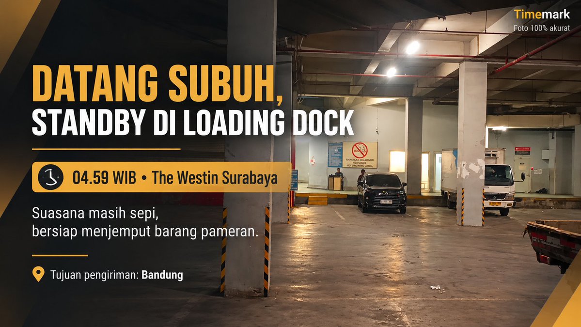 fauzitransindo's tweet photo. 04.59 WIB 📍 The Westin Surabaya

Loading dock masih sepi, kami sudah tiba untuk standby menunggu proses muat barang pameran yang akan dikirim kembali ke Bandung.

Pameran selesai, tugas pengiriman berlanjut. 🚚

#LogistikPameran #SurabayaBandung https://t.co/qvv78wuQoz