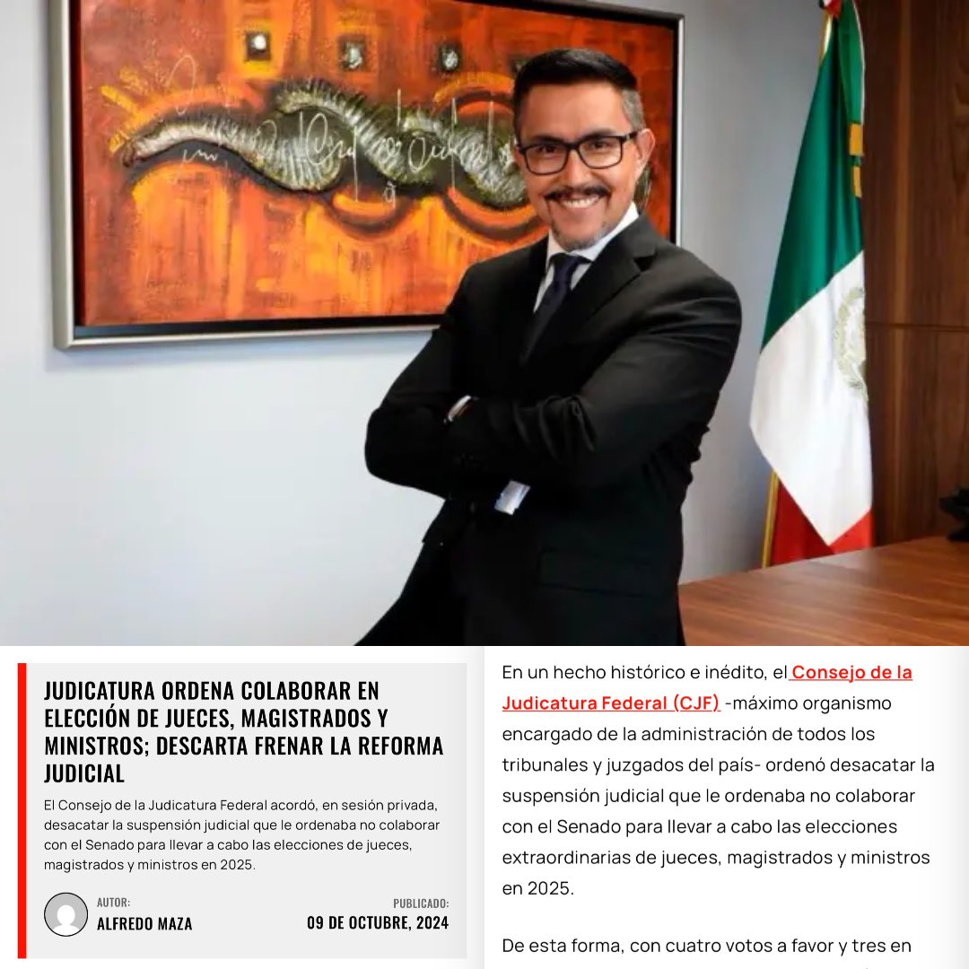 ErnestoGuerra_'s tweet photo. 🗞️📰 SOBRE LA RENUNCIA DE SERGIO MOLINA A LA ESCUELA DE FORMACIÓN JUDICIAL

Mañana jueves 15 de octubre del año en curso sería su último día como titular.

No cabe duda que le duró poco el encargo y su pagó por aquel voto al CJF para ordenar colaborar en la elección judicial. https://t.co/qBCupboy9q