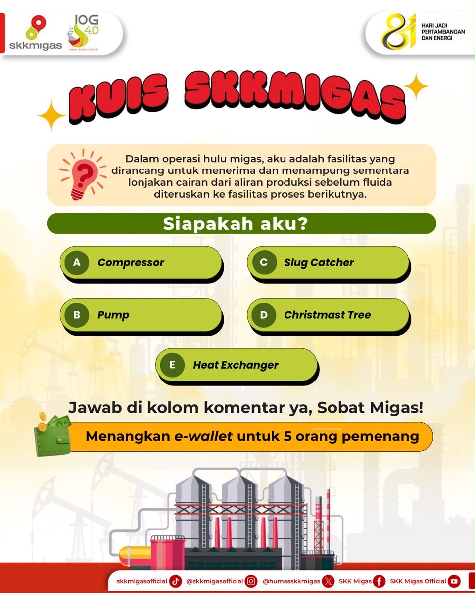 humasskkmigas's tweet photo. Sobat Migas, Seberapa Kenal Kamu dengan Fasilitas Hulu Migas?

Dalam operasi hulu migas, setiap fasilitas memiliki peran penting untuk menjaga proses produksi berjalan dengan baik. https://t.co/aTVaDOGlya