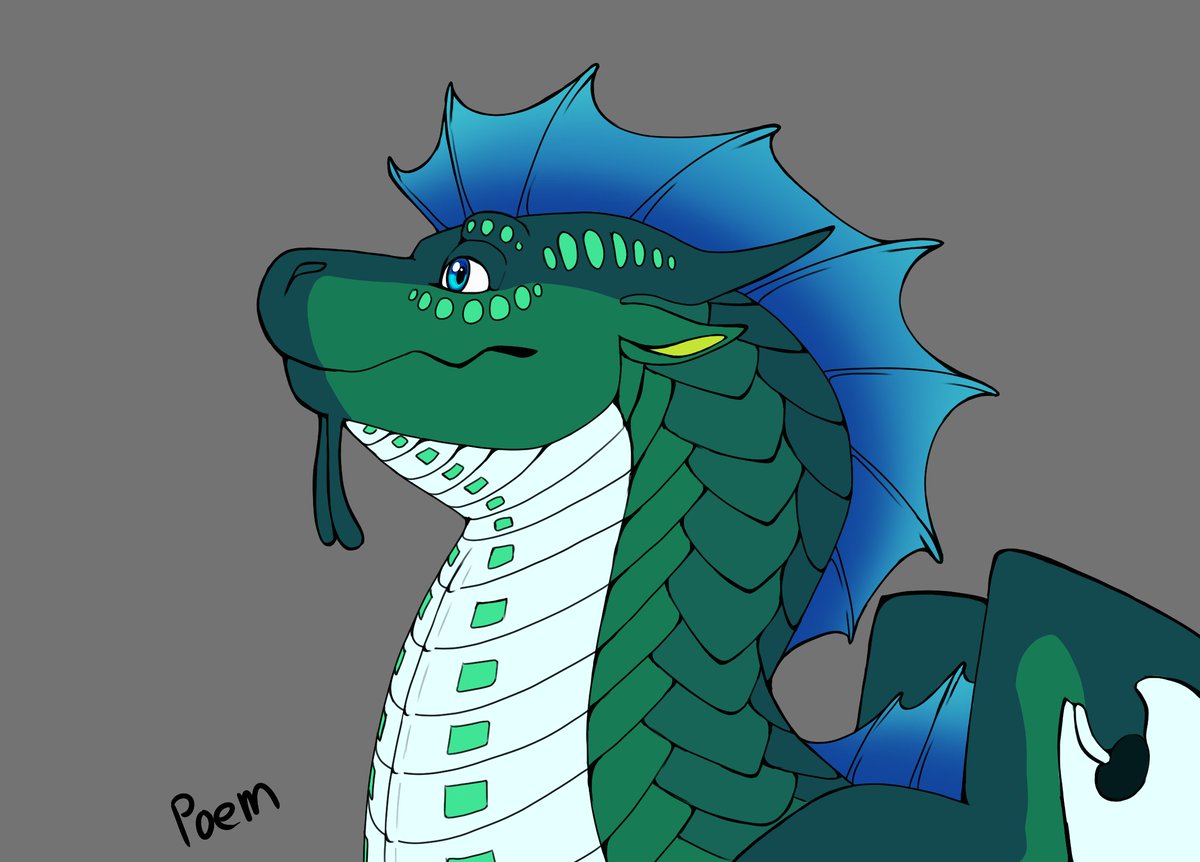 Poem_The_Dragon's tweet photo. Something I'm working on. i just cant stop drawing my SeaWingSona. seeing him just makes me happy.

#wingsoffire #dragons #myart #dragonsona #seawing #oc #digitalart #dragon https://t.co/vkGajBWeX0