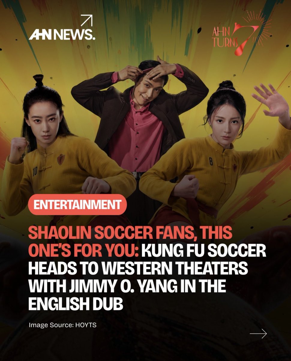 encorefilmsus's tweet photo. Stephen Chow’s KUNG FU SOCCER, featuring a brand-new English dub with Stephen Chow, Jimmy O. Yang and MC Jin, alongside the original-language version, there’s more than one way to experience the action!

IN U.S. THEATRES OCTOBER 23!

📸 Credit: @asianhustlenetwork

#KungFuSoccer https://t.co/mqwMgJIL70