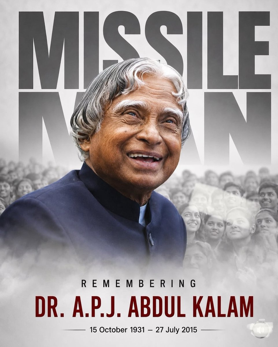 Indiagovin's tweet photo. Remembering #BharatRatna Dr. #APJAbdulKalam, former #PresidentOfIndia and the #MissileManOfIndia. His contributions to science, education and nation-building, along with his vision for a developed India, continue to inspire generations.
15 October 1931 - 27 July 2015 https://t.co/zjB3Tam4FW