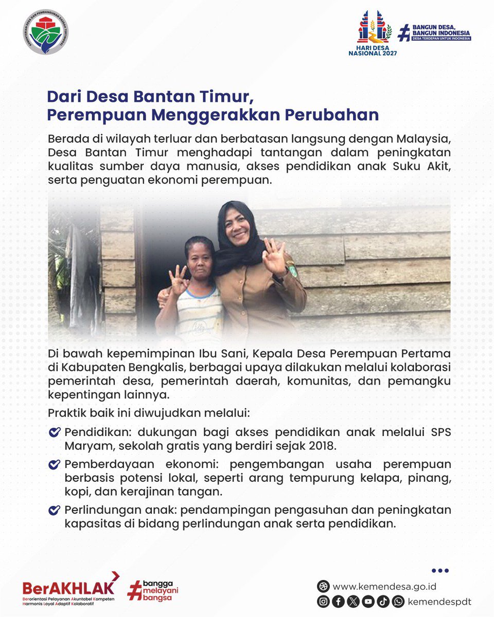 kemendespdt's tweet photo. Selamat Hari Perempuan Desa Sedunia, 15 Oktober 2026.

Di desa, perempuan bukan sekadar bagian dari pembangunan. Mereka adalah kekuatan yang menggerakkan perubahan dari desa.
Di sawah dan kebun, perempuan menguatkan ketahanan pangan. https://t.co/YzxWPICYCm