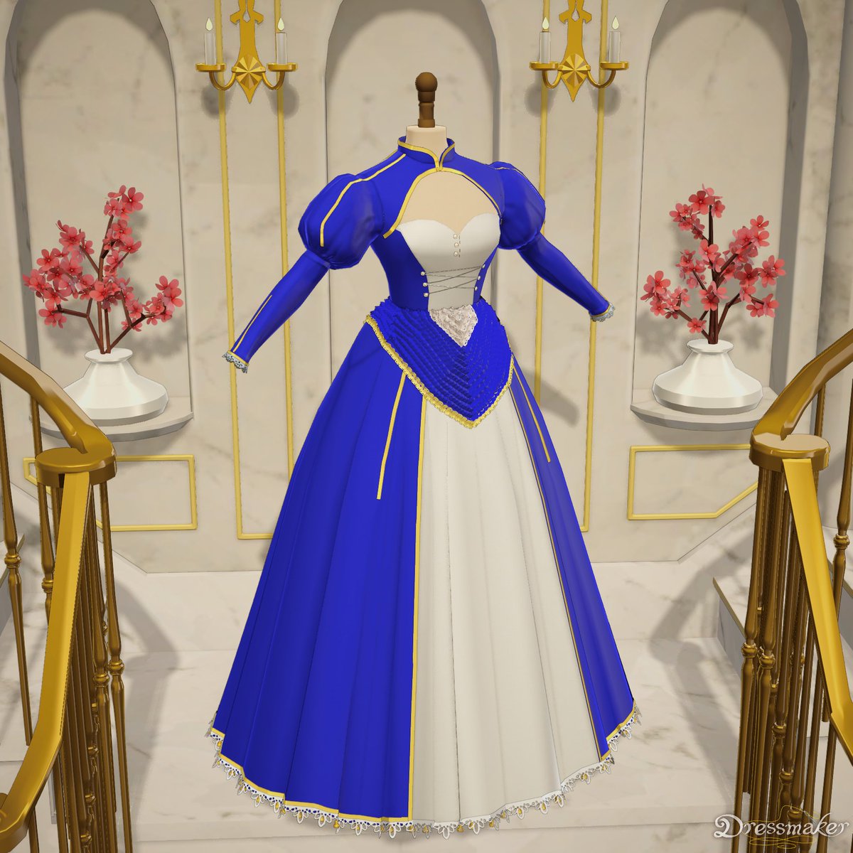 KhaosVT's tweet photo. Saber's dress from Fate. Took about 4.5 hours because I'm so fucking extra lmfaooooo.

I am more than open to any suggestions you guys might have for future dresses to make in Dressmaker on stream!!!

Let me know below 👇 https://t.co/o7wMCkHEum