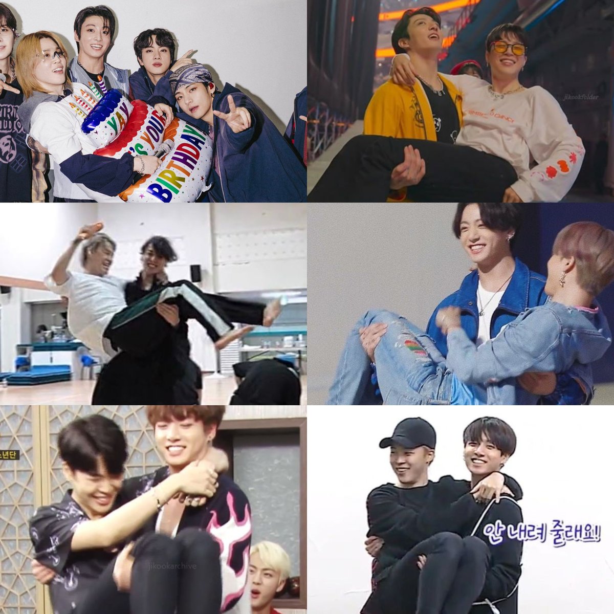 fluffkkyu's tweet photo. jungkook is always carrying jimin with the biggest smile on his face i'm gonna end it all https://t.co/fMEwRenxEW