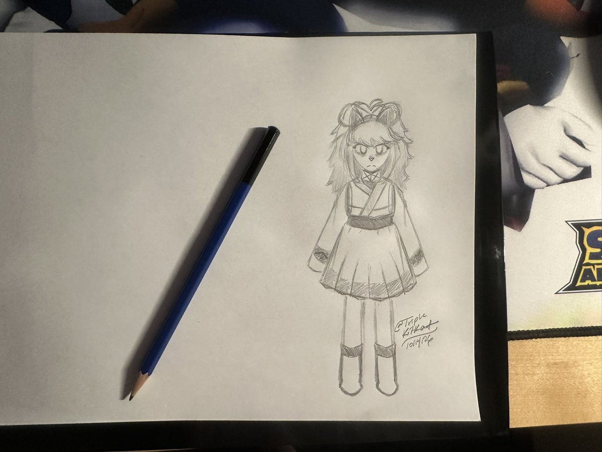 TripleKitKats's tweet photo. I have a paper due tonight, so I finally got my lazy ass to draw a little bit as a way to procrastinate - I give you my shoddy Ceroba https://t.co/OZJWScl42A