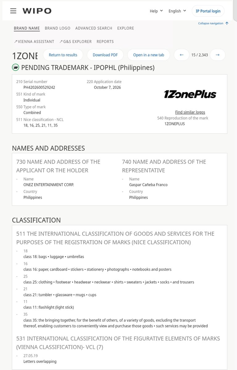 its_xrielle's tweet photo. They registered it Oct 7, 2026 then naka Class 35 so parang Advertising ,  Business, Marketing and PR or Promotional account sya

#1ZEntertainment #1ZonePlus https://t.co/e6eNDN5Gc4