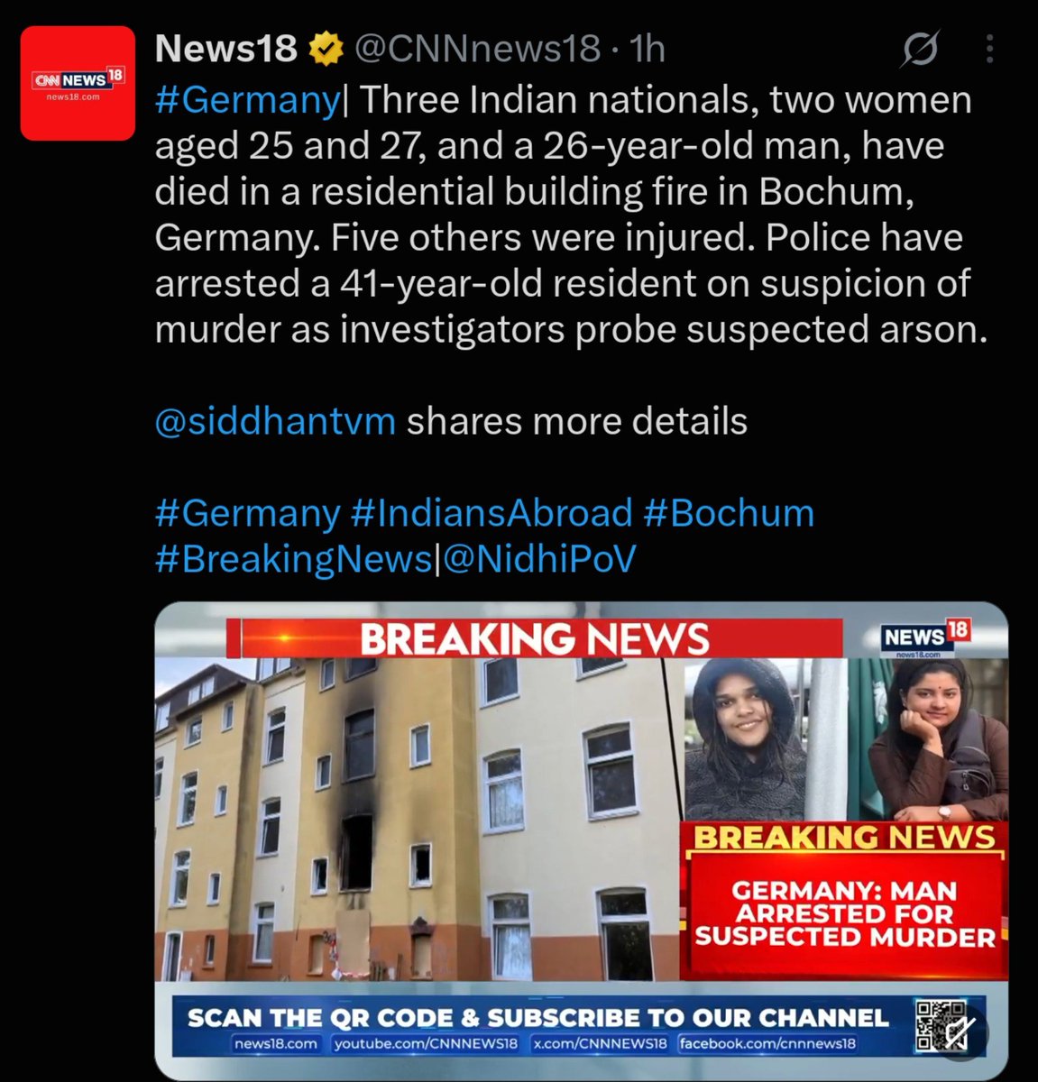Susmit_999's tweet photo. Germany - White Supremacists  Murdered 3 Indians by setting the Apartment on Fire

America - White Nazi Terrorist tried Mass shooting at a Hindu Temple to kill as many Indians as possible 

White Terrorism incidents is Increasing all over world 

Indians Need to Keep Guns Ready https://t.co/2xrKlKfNA6