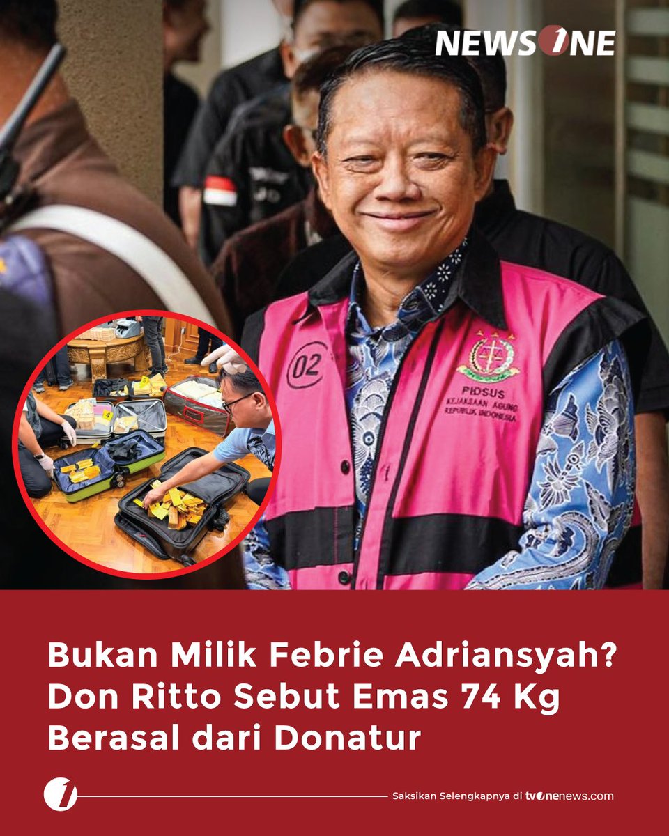 tvOneNews's tweet photo. Don Ritto membantah dakwaan terkait emas 74 kilogram dan valuta asing, dengan mengklaim aset tersebut berasal dari dana sosial dan keagamaan.
Simak selengkapnya di https://t.co/CIAx90sI3V
#HardNews_Hukum #NewsOne #CariBeritaditvOne #DonRitto #FebrieAdriansyah #Emas74Kg #NO02 https://t.co/Lrk3a0sGSR
