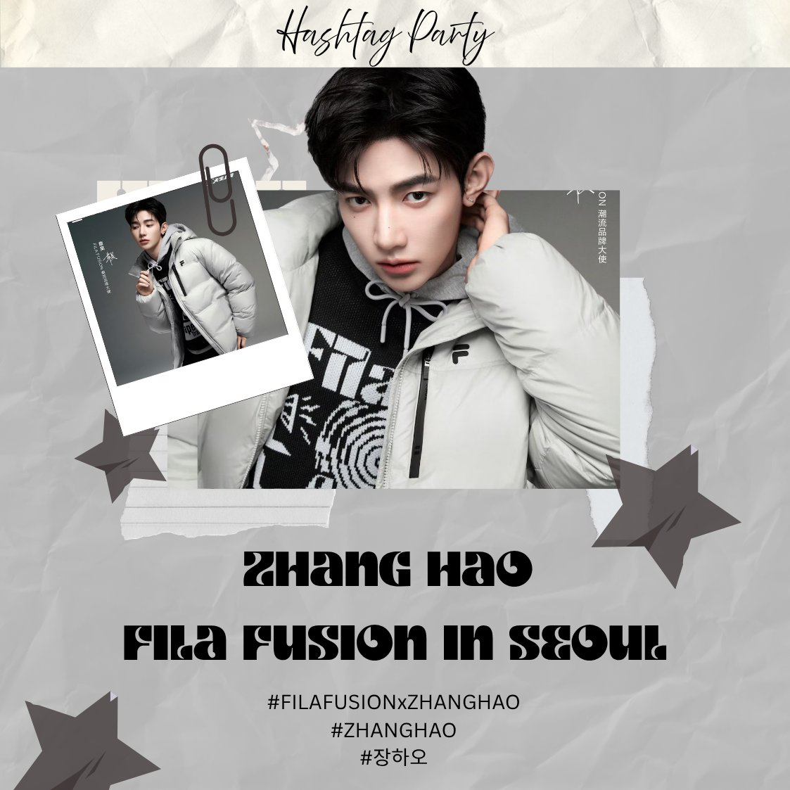 ZH_ENGAGEMENT's tweet photo. [HASHTAG PARTY]

Let's hype up for Zhang Hao Fila Fusion in Kore today 🥳

ZHANG HAO FILA FUSION IN SEOUL

#FILAFUSIONxZHANGHAO
#ZHANGHAO
#장하오 https://t.co/gSaGgNCMO5
