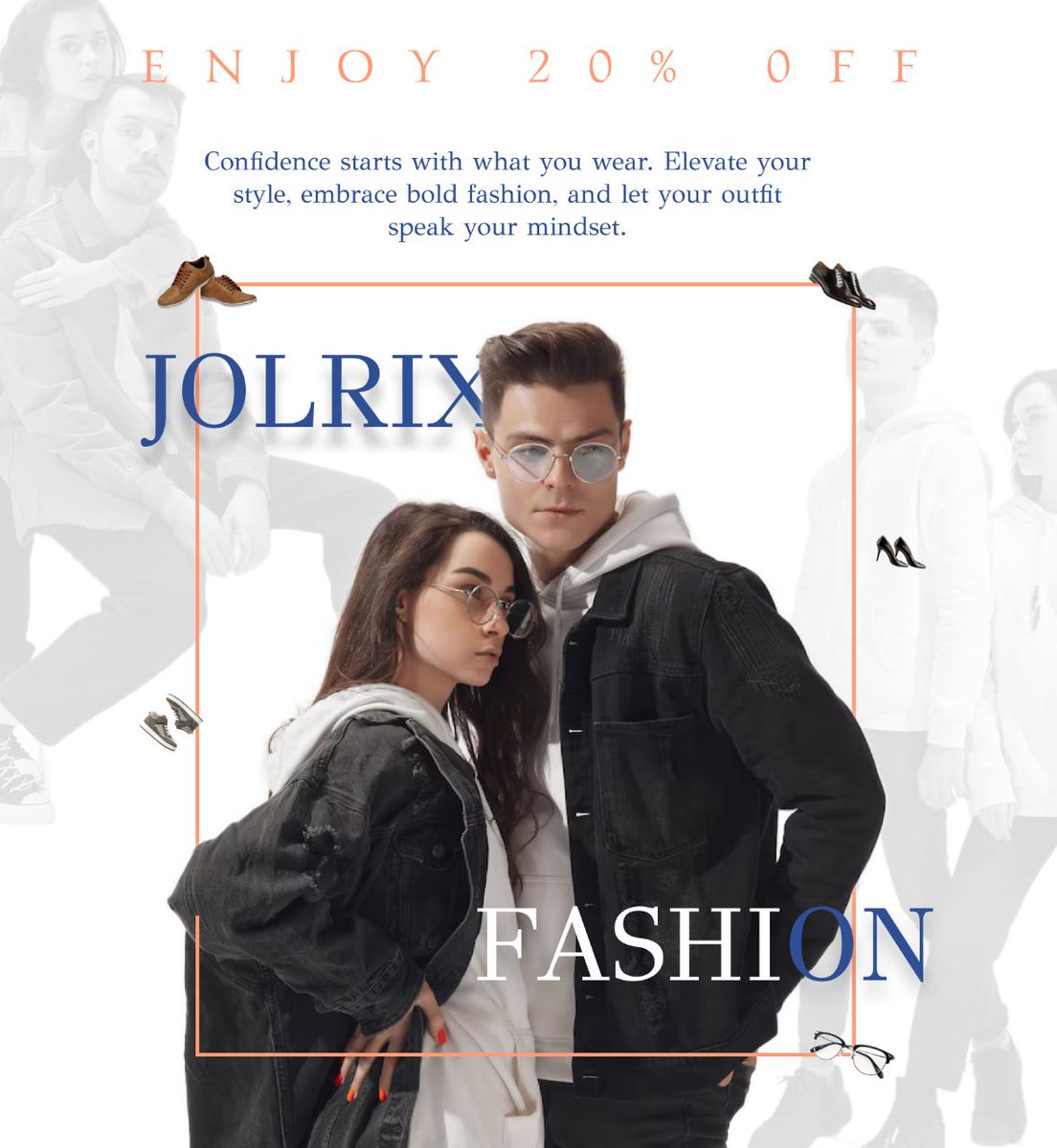 Jolrix_solution's tweet photo. Day 14/30 — Fashion Design. Style, confidence, and creativity in one frame! A fashion promo design for Jolrix Fashion, highlighting modern style and a 20% discount.

14 days down, 16 to go #30DaysDesignChallenge #2026MAMAVOTE #Dodgers #Starshield #Murray #MCIPSG #Bouaddi #Semenyo https://t.co/Yku8WzhQqV