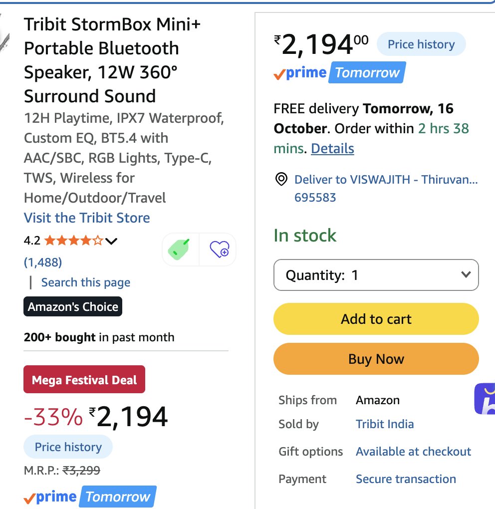 viswajithp's tweet photo. @AmazonIN Absolutely unacceptable! As a Prime member, my order is still unshipped, while the same seller promises delivery tomorrow for the exact same item to the same address for new orders. Why are existing customers being treated worse than new buyers? 1/2 https://t.co/X4KDx7iUc1
