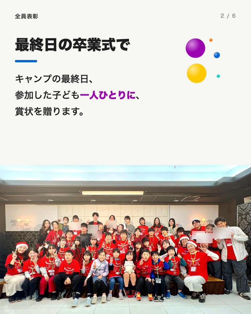 hanasacademia's tweet photo. 全員が表彰される卒業式🏆✨

キャンプ最終日、参加した子ども一人ひとりに賞状を贈ります。「いちばん集中していたで賞」「段取り上手で賞」など、賞の名前は一人ひとり違います☺️

#ジュニアビジネス留学 https://t.co/lHpkjviXwF