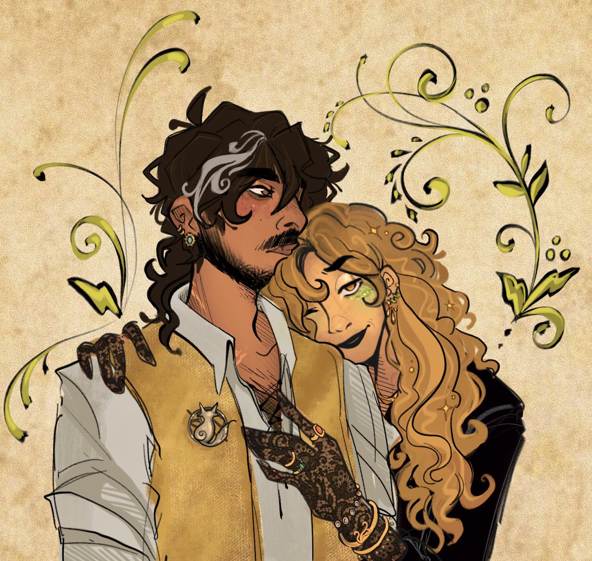 coziimae's tweet photo. Lord Golden and his serving man, Tom Baderlock, caught cuddling at last night’s banquet…..? #RotE https://t.co/Krl4RTLkds