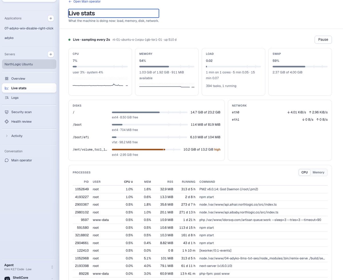 itsdevdaniel's tweet photo. On the cool side, ShellCore, the internal AI Server management tool I'm building is really coming along

> I can add any repo
> I can connect my server and see all the stats
> manage any logs
> set up deployments automatically from the application page

This is basically a massive GUI management for ANY server.

I can also add my clients servers too to manage

Right now 100% running on local. Built for myself. Maybe I'll make it OpenSource or offer it as a SaaS later on but theres no plan for that. I'm just loving what I'm building for myself. 

My end goal is simple: Make some applications for fun, or tests, upload to git, and I can auto deploy it to my server via this and manage all my other sites on here.